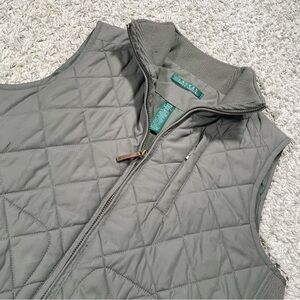 Lauren Ralph Lauren Women’s Green Diamond Quilted Vest Size M Equestrian Preppy